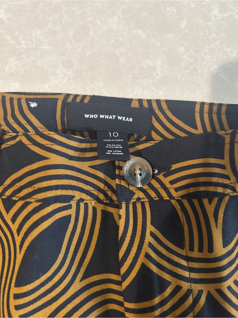 Who What Wear Black and Mustard Ring-Print Trousers